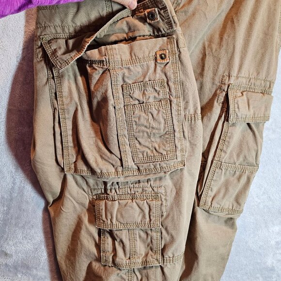 Eddie Bauer Mens 36x30 Khaki Cargo Pants Cotton Relaxed Fit Multi Pockets - Picture 12 of 16